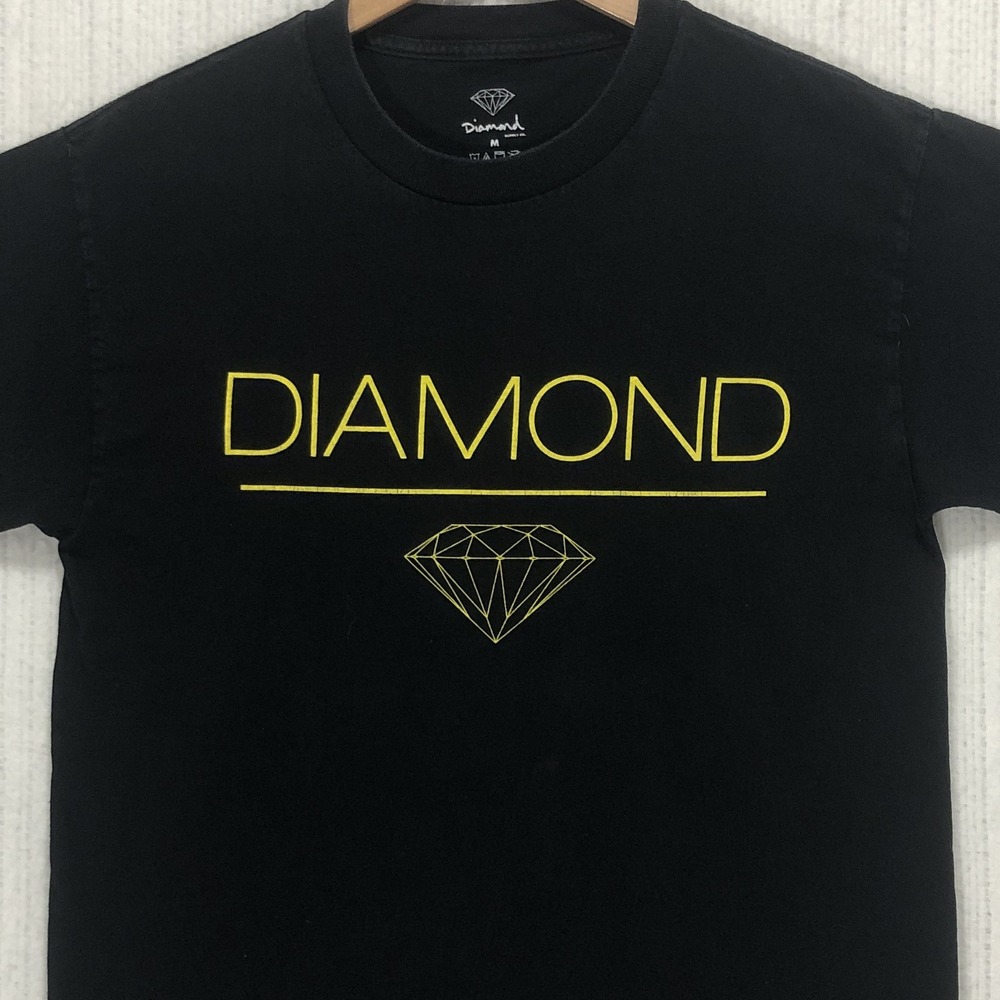 Diamond Supply Co Mens T-Shirt Black Yellow‎ Logo Graphic Skate Streetwear M
